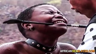 Submissive Ebony Painslaves Whipped to Tears